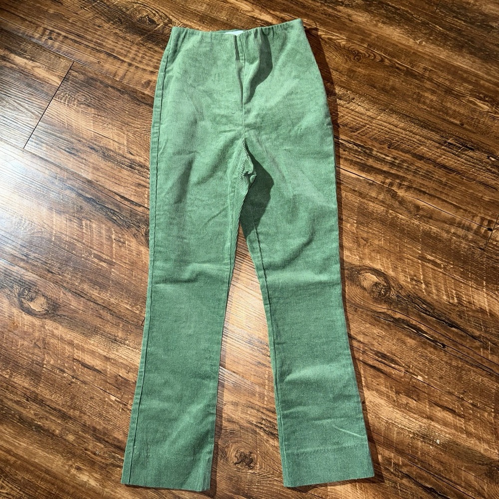Tuckernuck Green Corduroy Ankle Cropped Pants Women's XXS NEW